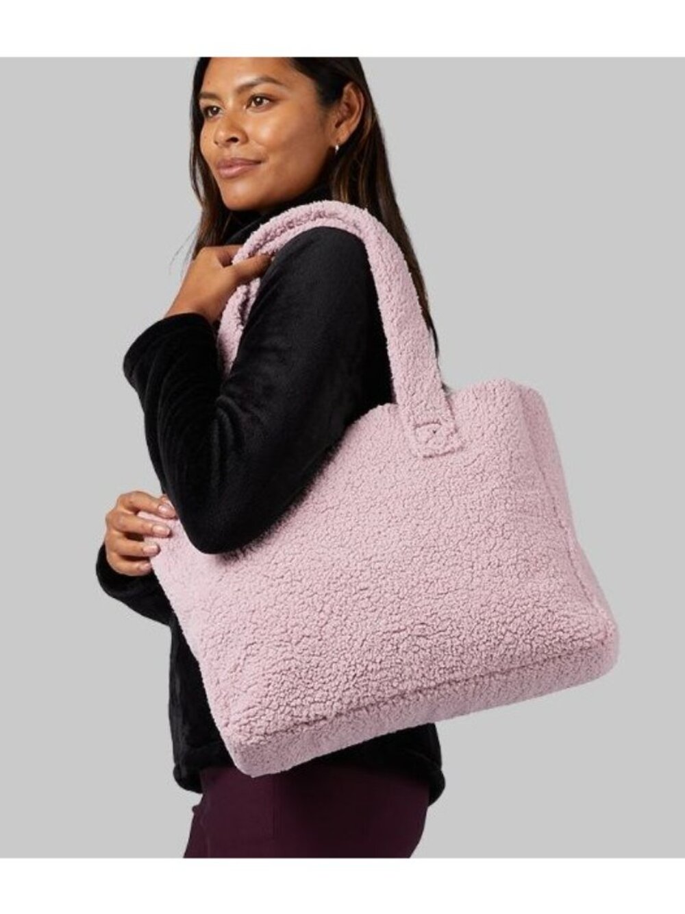 Sherpa Soft Cozy Tote Pink - Picture 7 of 10